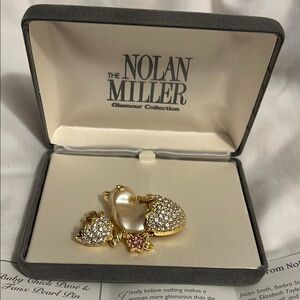 Nolan Miller Baby Chick Pave & Faux Pearl Pin
